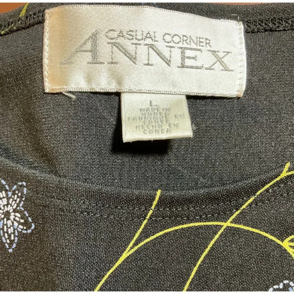 Casual Corner Vintage L Black Floral Print Crew Neckline Sleeveless Blouse - Picture 6 of 6